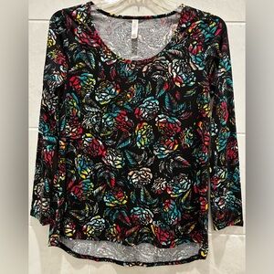 LuLaRoe Lynnae long sleeve shirt in colorful floral Medium